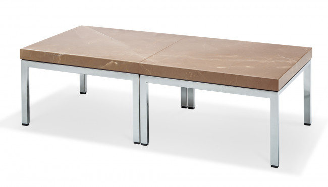 Table d' appoint&nbsp;avec pi&eacute;tement chrom&eacute; et plateau en pierre